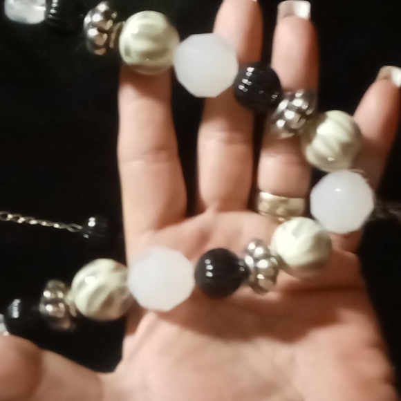 Chunky collar tassel necklace beaded chain tassel statement necklace 22+2 in. - Picture 2 of 8